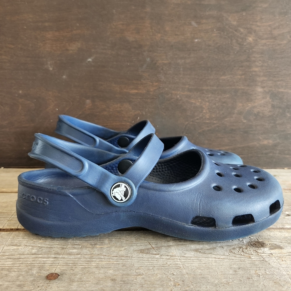 Crocs Karin Clogs Mary Jane Shoes Navy Blue Size 6
